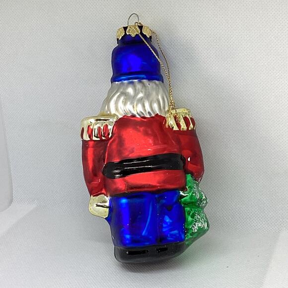Vtg Montgomery Ward Soldier Nutcracker Soldier Holding Tree Bell Glass Ornament - Picture 7 of 16